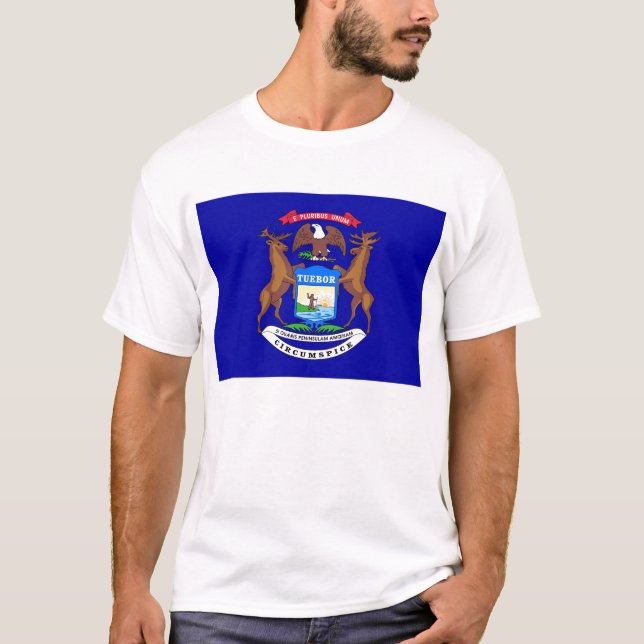 Camisa com bandeira do Estado de Michigan nos EUA (Frente)