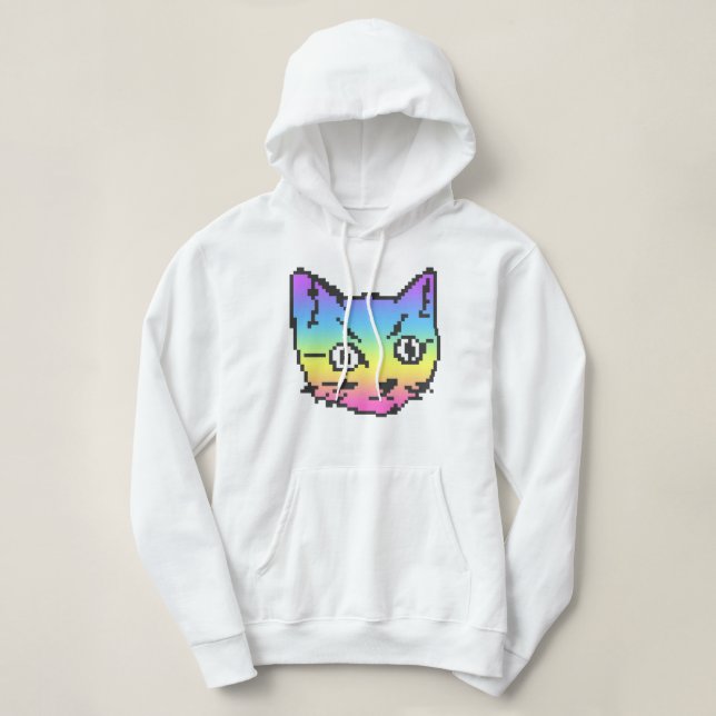 CAMISA COM CAPUZ VIDEO KITTY CAT PIXEL ART (Frente do Design)