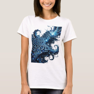 Camisa com Citação BLUE WATERWAYS Azul Estilosa