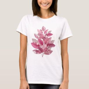 Camisa com Citação de FOLHAS ROSADAS com BRILHO em