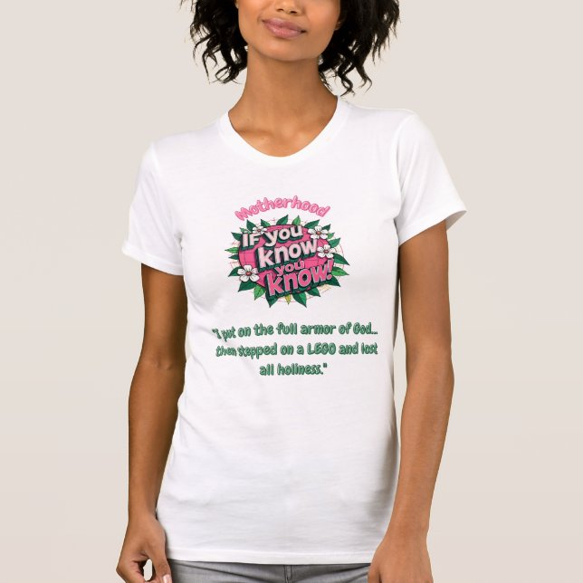 Camisa com citação engraçada de mãe cristã. (Frente)