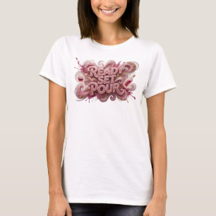 Camisa com Citação READY SET POUR Rosa Jovem