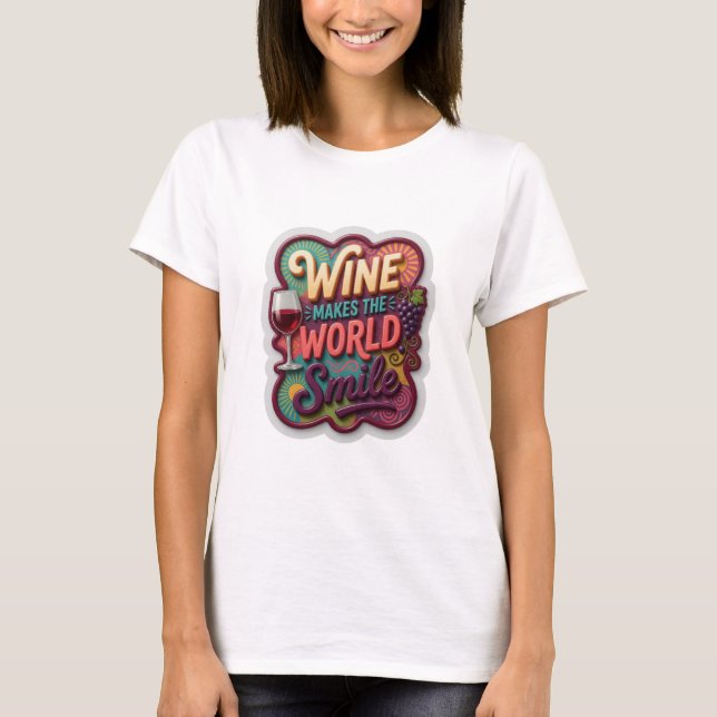 Camisa com citação Sharp Gold WINE MAKES THE WORLD (Frente)