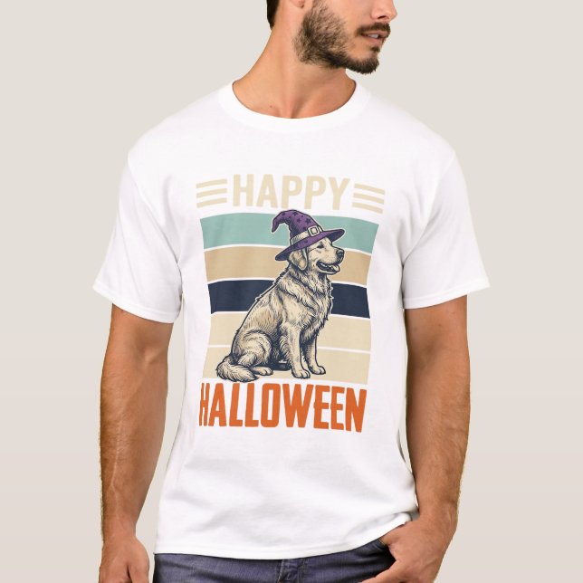 Camisa com desenho de chapéu de bruxa de cachorro  (Frente)