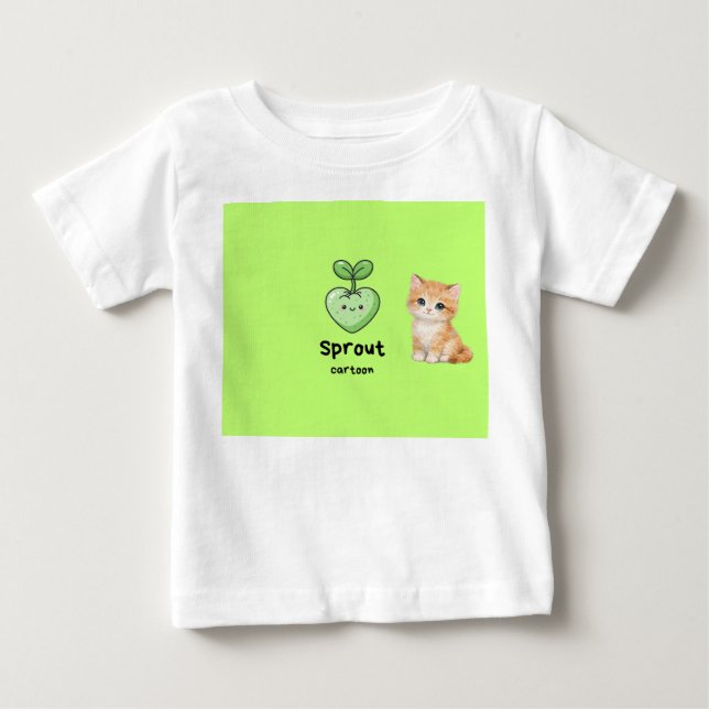camisa com desenho de gato e broto de desenho anim (Frente)