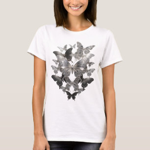 Camisa com Design Artístico de BORBOLETAS em Prata