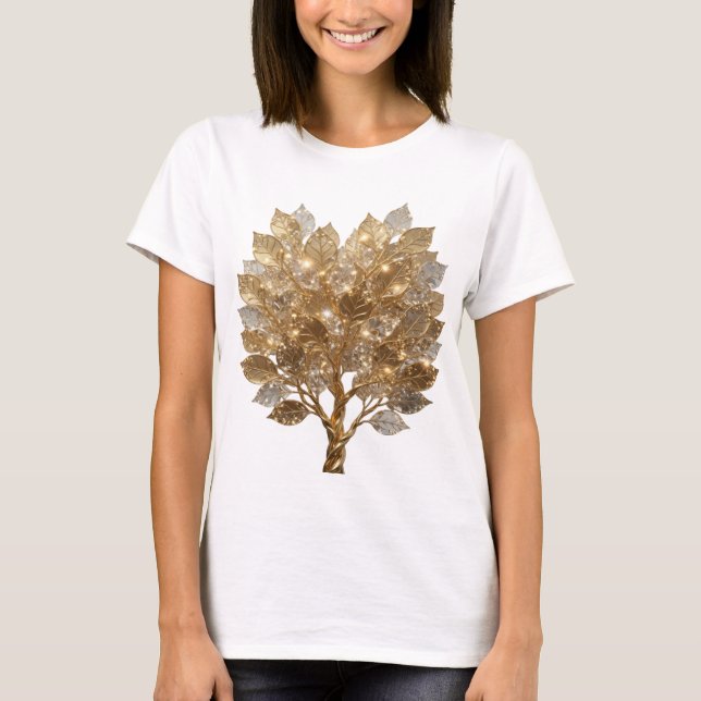 Camisa com Design Árvore da Vida Dourada Prata Eng (Frente)