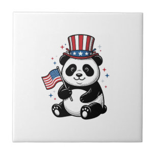 Camisa com Design de Bandeira de Panda Patriótico