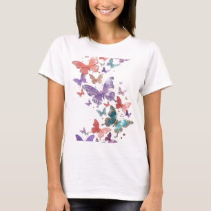 Camisa com Design de Borboletas Prateadas Atraente