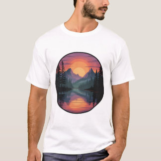 Camisa com design de cena da natureza ao pôr do so