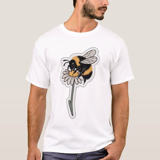 Camisa com Design de Flor de Margarida e Abelha Bu (Frente)