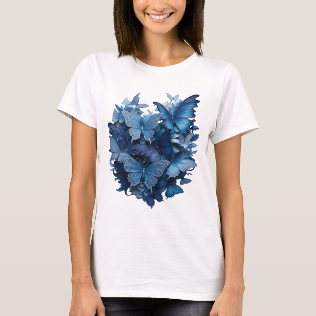 Camisa com design de FLORES DE BORBOLETA Prateada  (Frente)