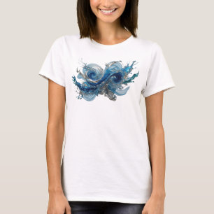 Camisa com design de ONDA DE ÁGUA prateado moderno
