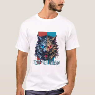 camisa com estampa de lobo
