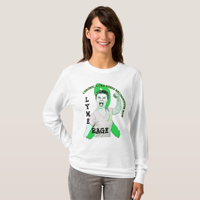 Camisa com Faixa da Doença de Lyme Lyme Rage (Frente Completa)