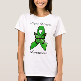 Camisa com Fita da Doença de Lyme e Borboleta