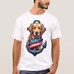 Camisa com fita de âncora patriótica do Golden Ret