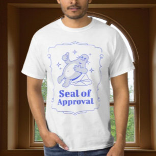 Camisa com Gráfico Divertido de Selo de Aprovação
