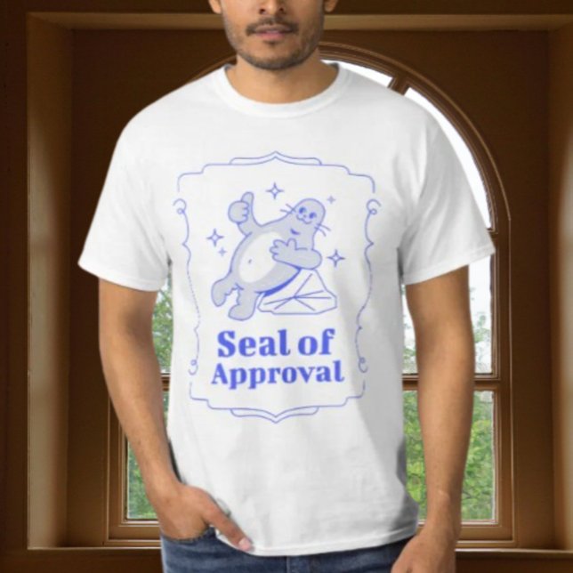 Camisa com Gráfico Divertido de Selo de Aprovação (Criador carregado)