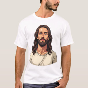 Camisa com Gravura Vintage do Retrato do Cristo Ca
