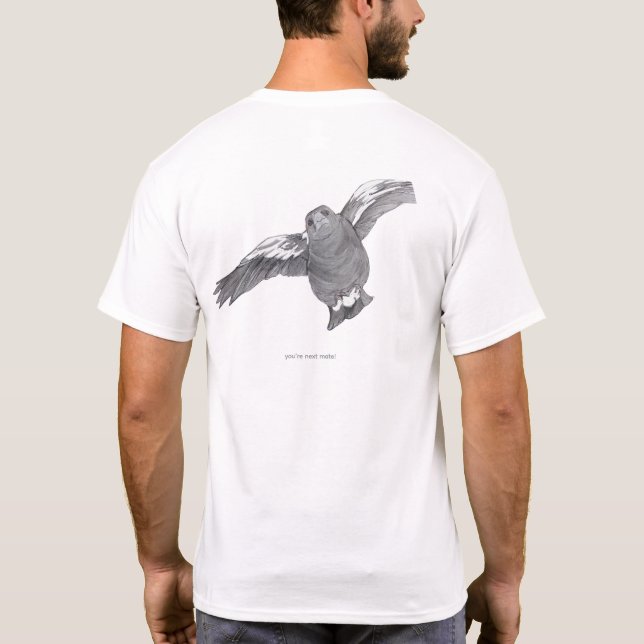camisa com imagem de magpie australiano mergulhand (Verso)