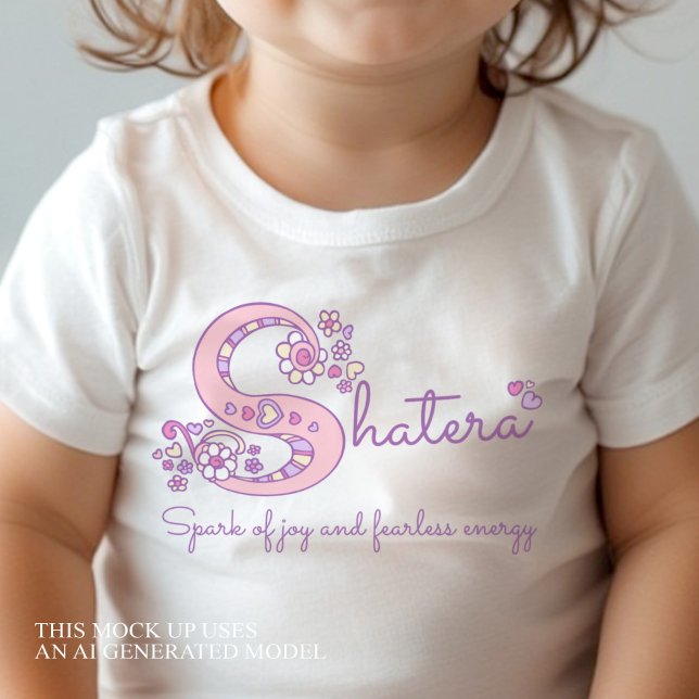 Camisa com nome de menina Shatera e significado S  (Criador carregado)