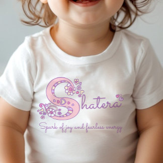 Camisa com nome de menina Shatera e significado S