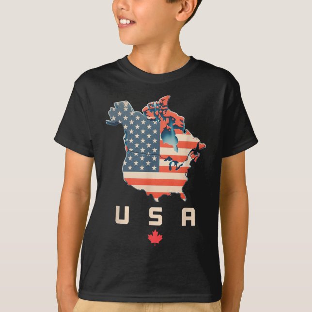 Camisa Com O Canadá E O Mapa Dos Eua - Anexo Améri (Frente)