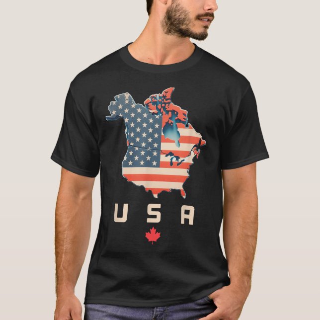 Camisa Com O Canadá E O Mapa Dos Eua - Anexo Améri (Frente)