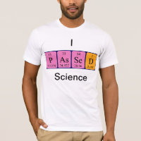 Camisa com o nome da mesa periódica da ciência apr