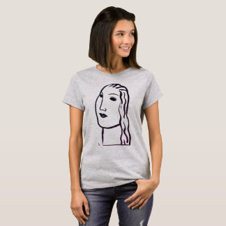 Camisa com retrato de mulher em arte linear de Leo