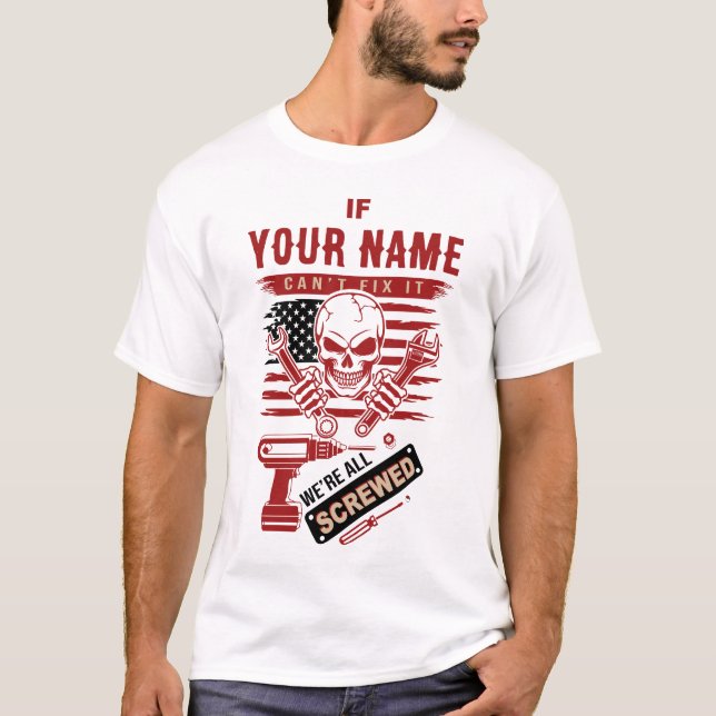 Camisa com Sobrenome, Crânio de Mecânico de Conser (Frente)