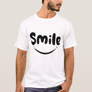 Camisa com um logotipo de sorriso e a palavra "sor