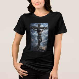 camisa com uma obra de arte tocante de Jesus Crist