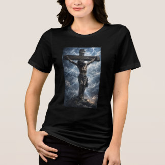 camisa com uma obra de arte tocante de Jesus Crist