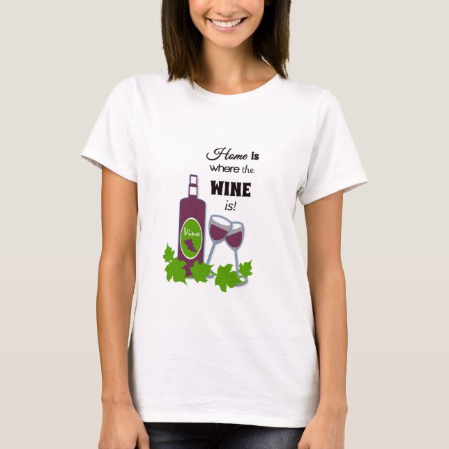 Camisa cómico do T das mulheres do design do vinho (Frente)