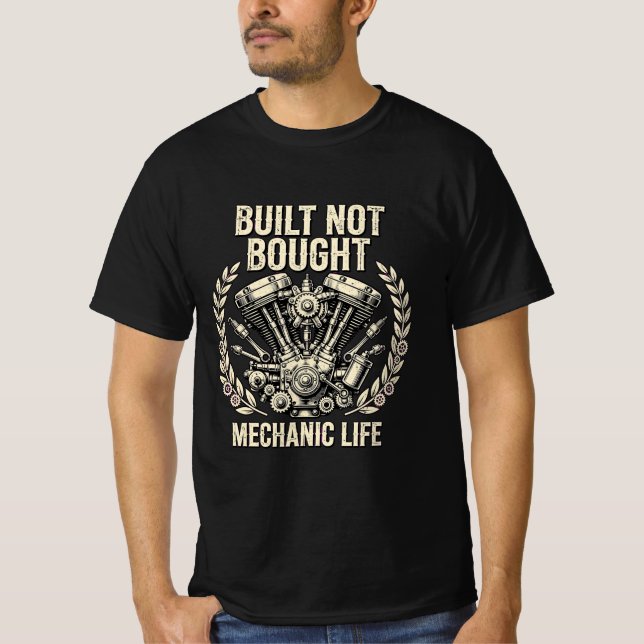 Camisa Construído Não Comprado - Vida de Mecânico  (Frente)