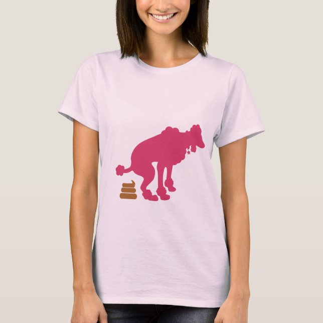 Camisa cor-de-rosa da caniche T de Poopin (Frente)