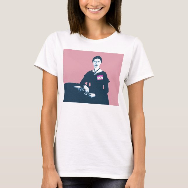Camisa cor-de-rosa e azul de Emily Dickinson no (Frente)