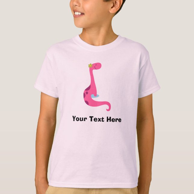 Camisa cor-de-rosa personalizada do dinossauro T (Frente)