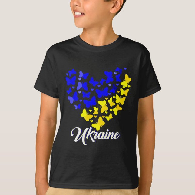 Camisa Coração Coração Ucrânia Borboleta Eu Estou  (Frente)