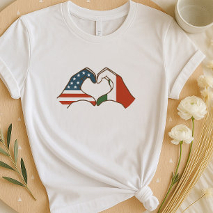 Camisa Coração Italiana Americana   Duas Mãos Sina