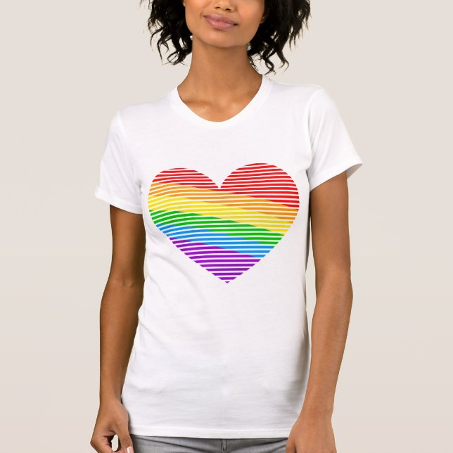 Camisa Corey Tiger 80s Rainbow Stripe Heart (Frente)