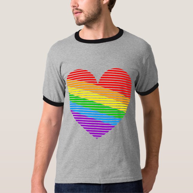 Camisa Corey Tiger 80s Rainbow Stripe Heart (Frente)