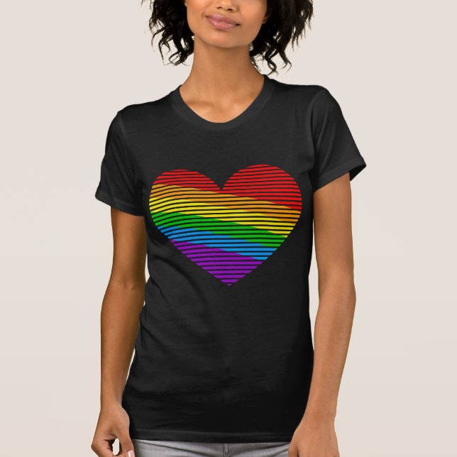 Camisa Corey Tiger 80s Rainbow Stripe Heart (Frente)