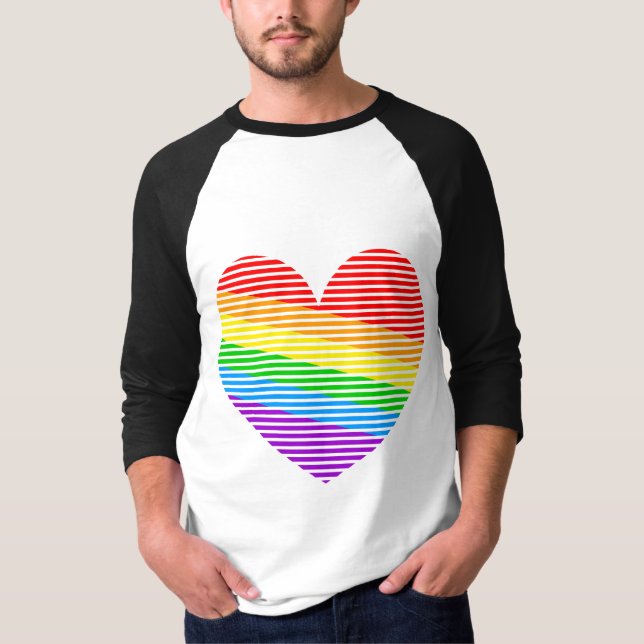 Camisa Corey Tiger 80s Rainbow Stripe Heart Raglan (Frente)