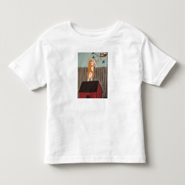 Camisa Corgi apontando estilingue para gato (Frente)