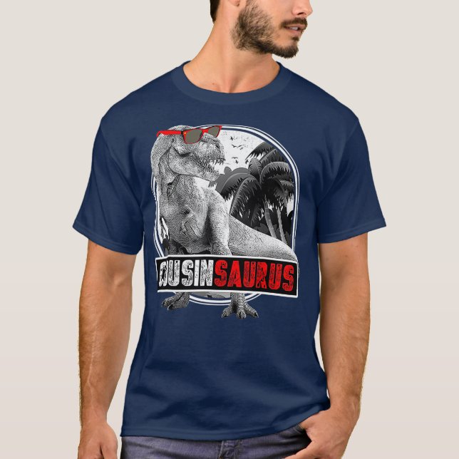 Camisa Cousinsaurus para Meninos T-Rex Primo (Frente)