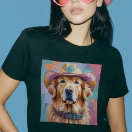 Camisa Cowgirl Estética Colorida de Golden Retriev