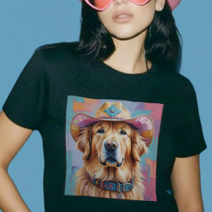 Camisa Cowgirl Estética Colorida de Golden Retriev